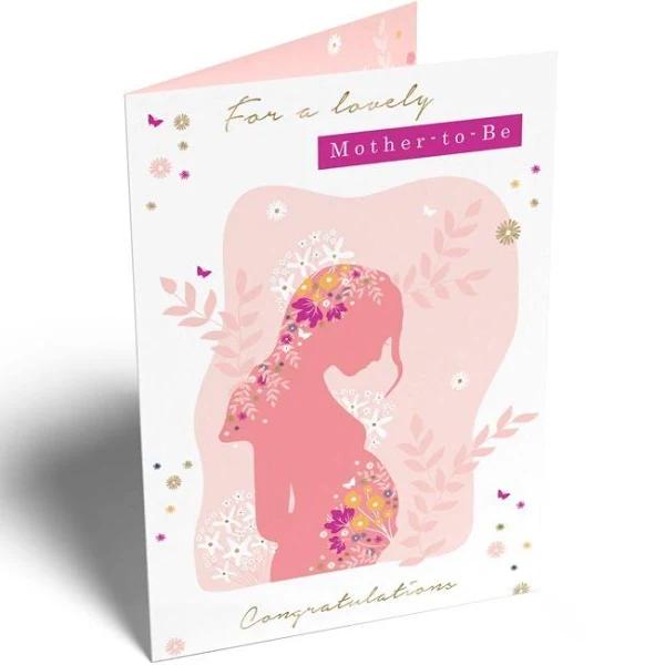 Henderson Greetings Card Expecting Pink Silhouette Woman