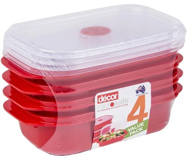 Décor Microsafe 900 ml Oblong Containers 4 Pack