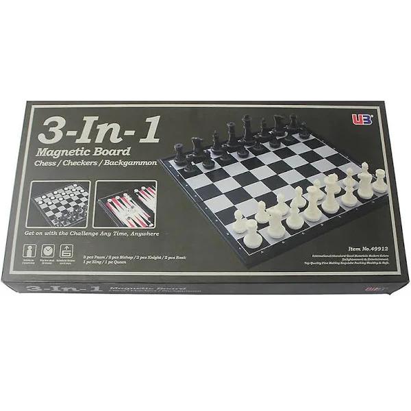 3 in 1 Chess Checkers Backgammon Magnetic