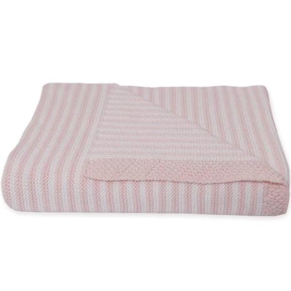 Living Textiles Knitted Stripe Blanket Blush/White