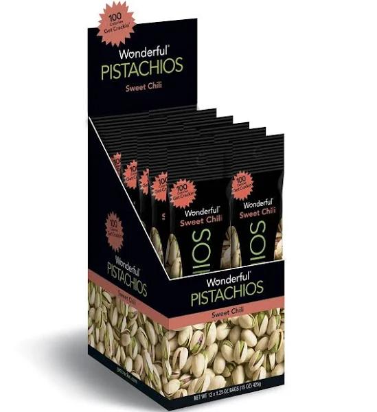 Wonderful Pistachios, Sweet Chili, 1.25 Ounce Bag (Pack of 12)