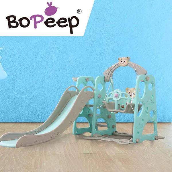 BoPeep Kids Slide Swing Basketball Ring Activity Center Toddlers Play Set Green