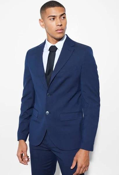 Mens Navy Slim Single Breasted Suit Jacket