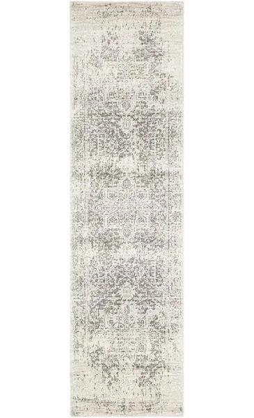 Evoke Dream White Silver Transitional Runner Rug 300 x 80cm