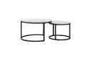 Oikiture Set of 2 Coffee Table Marble Round Nesting White & Black