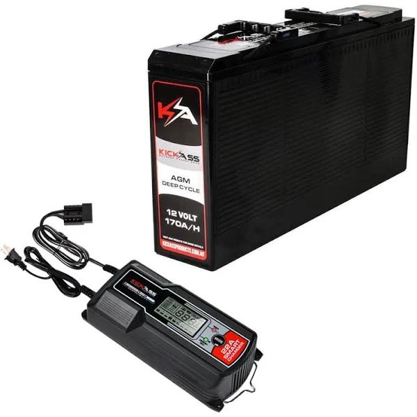 KickAss Slim 12V 170Ah Deep Cycle AGM Battery With 22 Amp Charger