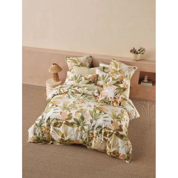 Linen House Calista Quilt Cover Set in Guava Multi Queen Size