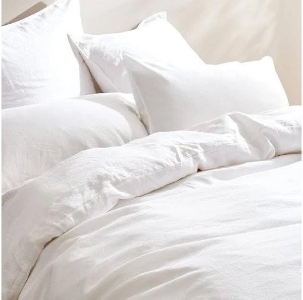 European Linen Quilt Cover Set | White | Size Super King Bed | Target