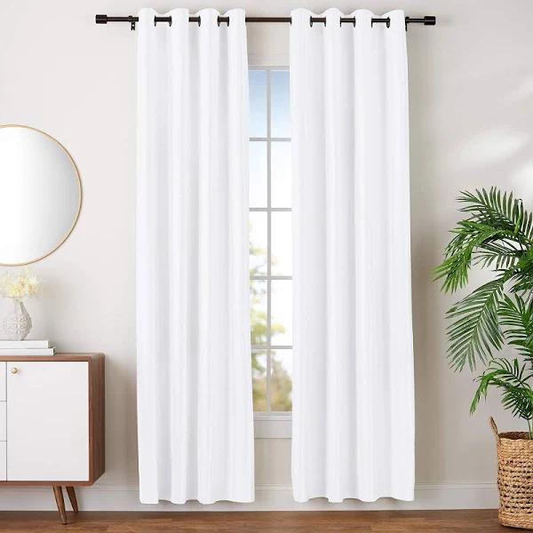 Amazon Basics Room Darkening Blackout Window Curtains with Grommets - 52 x 96-Inch, White, 2 Panels