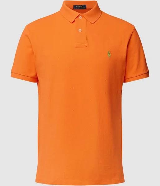 Polo Ralph Lauren Custom Slim Fit Mesh Polo Shirt in Orange XL