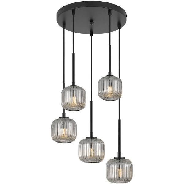 Telbix Bobo - 5 Light Pendant, Black Smoke