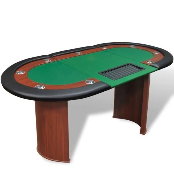 vidaXL - 10-Player Poker Table With Dealer Area and Chip Tray - Green