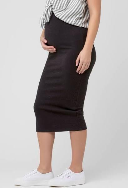 Ripe Maternity Ribbed Knit Pencil Skirt Black - XL