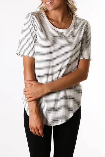 Betty Basics Ariana Tee White Black Stripe, AU 6 / White