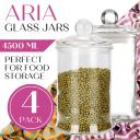 Glass Apothecary Jars 4500ml [4 Pack] Candy Lolly Buffets Wedding Candle Making Kitchen Canister Food Storage Container Decorative Elegant Home Decor