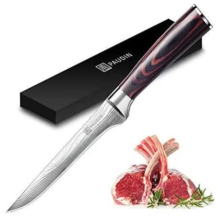 PAUDIN Boning Knife Super Sharp Fillet Knife 6 Inch German High Carbon Stainless Steel Flexible Kitchen Knife For Meat Fish Poultry Chicken with