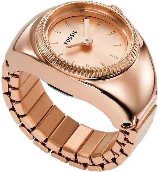 Fossil Watch Ring Two-Hand Rose Gold SS Women's Watch Quartz