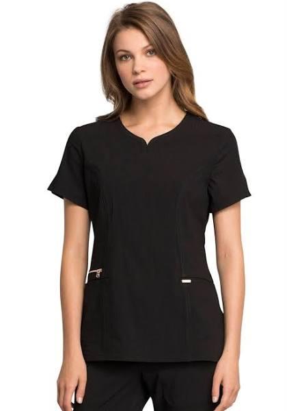 Statement by Cherokee Scrubs Ribbed V-Neck Top Black / 2XL