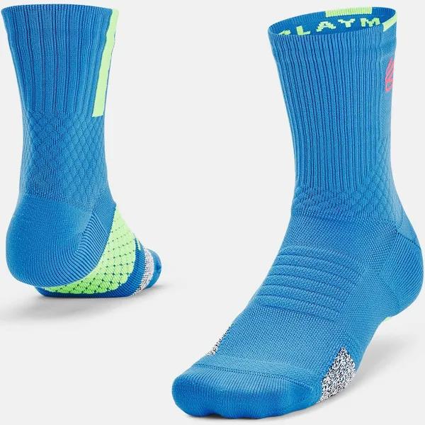 Under Armour Unisex Curry ArmourDry Playmaker Mid-Crew Socks Blue XL