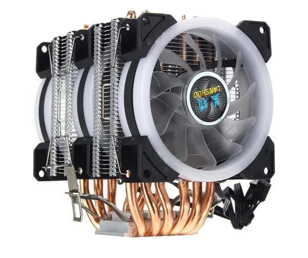 3pin 3 Fans 6 Heatpipes Colorful Backlit CPU Cooling Fan Cooler Heatsink For Intel AMD