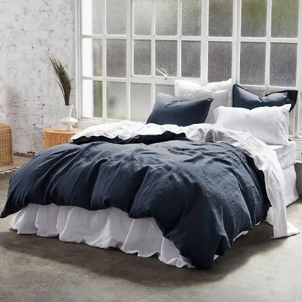 MyHouse Pure European Linen Quilt Cover Set Charcoal / Double