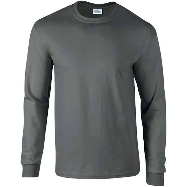 Gildan Men's Ultra Cotton Long Sleeve T Shirt Charcoal S