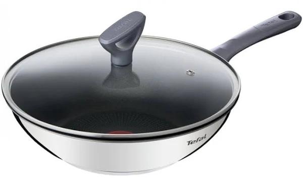 Tefal Daily Cook Induction Non-stick Stainless Steel Wok 28cm + Lid