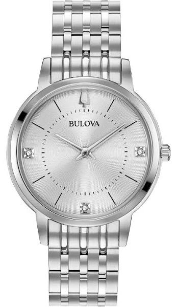 Bulova Classic Quartz Ladies Watch, Stainless Steel Diamond , silver-t