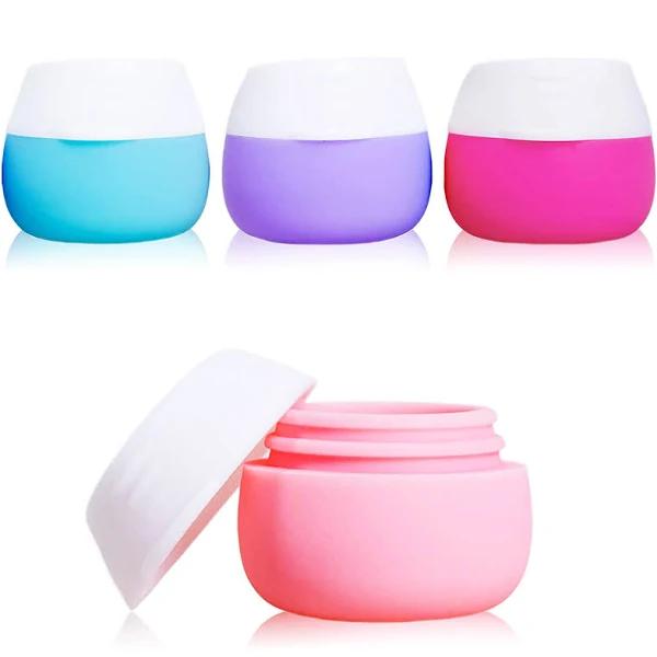 Travel Containers For Toiletries, Gemice Silicone Cream Jars, TSA Approved Travel Size Containers Leak-proof Travel Accessories With Lid For