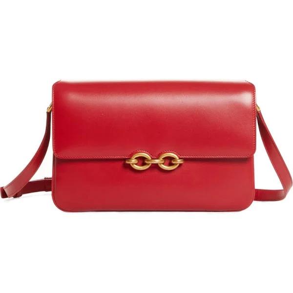 Saint Laurent Le Maillon Leather Satchel Shoulder Bag Red