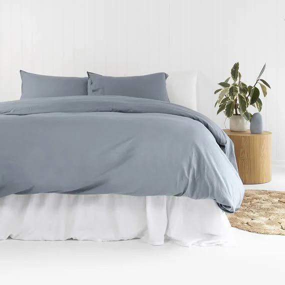 Temple Organic Cotton Quilt Cover Set Steel Blue by Freedom, 100% Organic Cotton