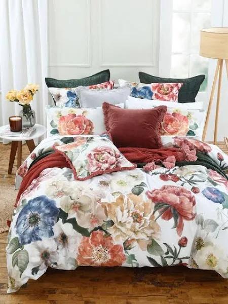 mm Linen Blooming Quilt Cover Set Range Multi - King / Multi