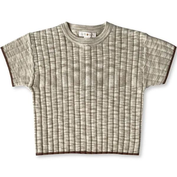 Knitted Rib Tee - Latte 2