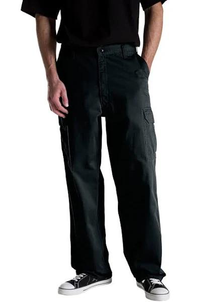 Dickies 23214 Loose Fit Straight Leg Cargo Pants - Rinsed Black, 30