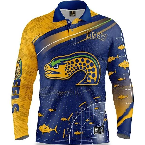 NRL Long Sleeve Fishfinder Fishing Polo Tee Shirt - Parramatta Eels - Adult