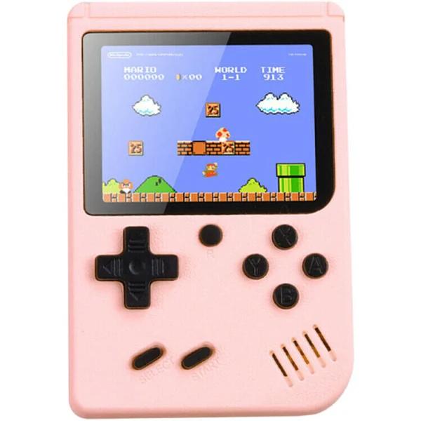 (Pink) Handheld Retro Video Game Console Gameboy Built-in 500 Classic Games Kids Gift