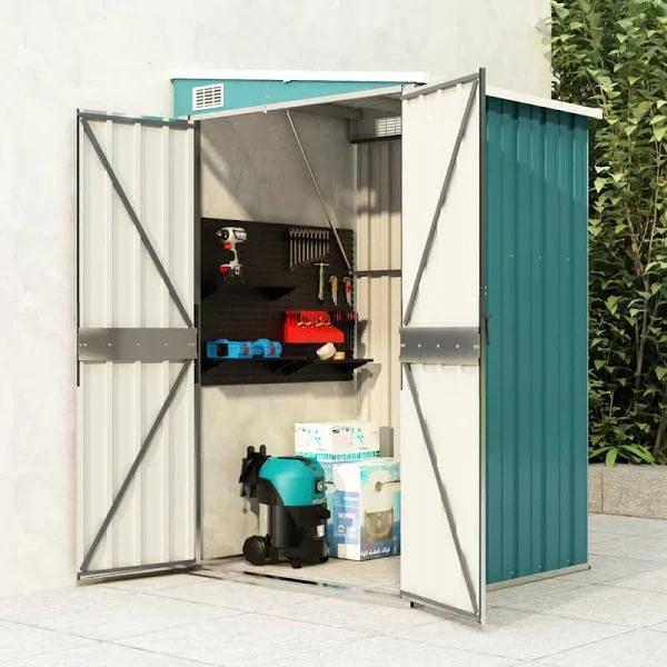 NNEVL Wall-mounted Garden Shed Green 118x100x178 cm Galvanised Steel