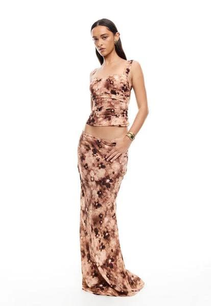 Lioness Cobain Sleeveless Corset in Chocolate Floral, Size XXS