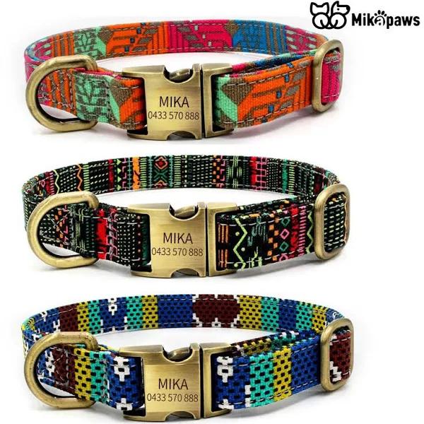 Mikapaws Adjustable Personalised Dog Collar With Engraved Id Custom