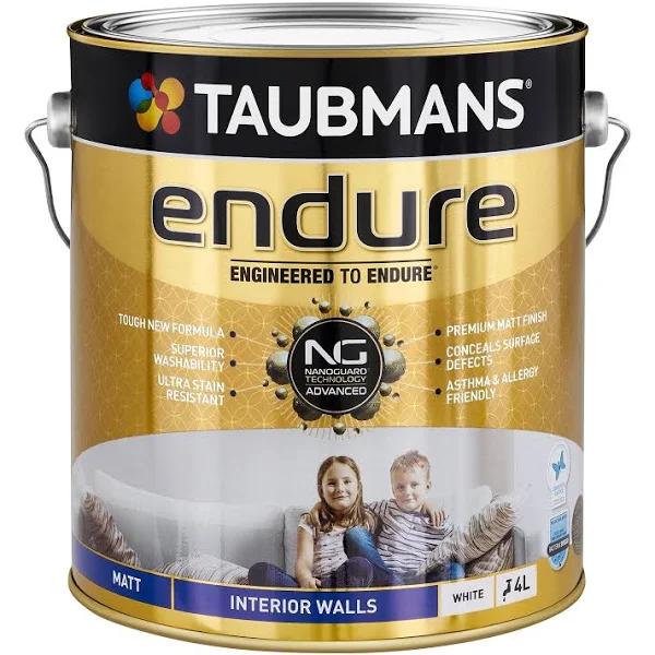 Taubmans 4L White Matt Endure Interior Wall Paint