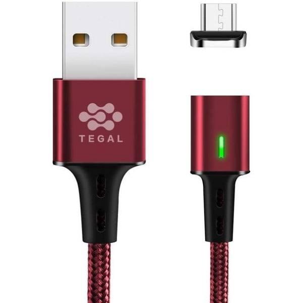 TEGAL Estar Magnetic 5A Micro USB Fast Charging Cable 1m Burgundy Red - Earn Everyday Rewards, AfterPay Available