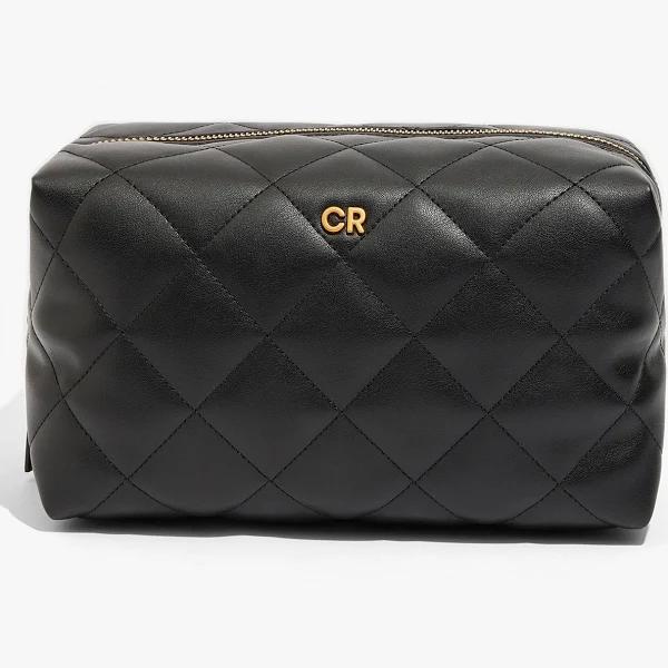 Country Road Quilted Zip Top Cosmetic Case in Black