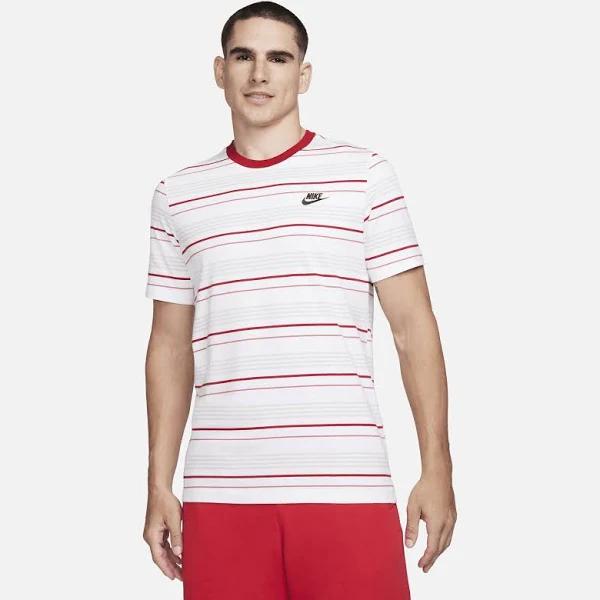 Nike Mens Sportswear Club Stripe Tee White/Red XXL