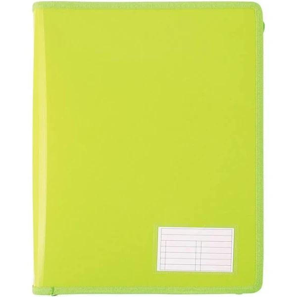 Bantex Zipper Binder 2D Ring 25mm A4 Lime