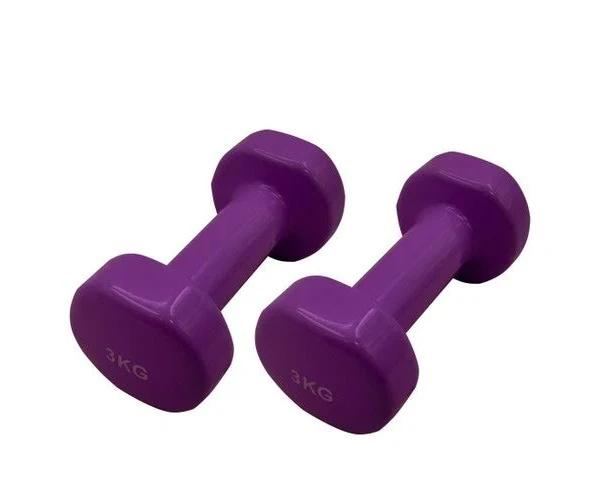 3kg x 2 - Vinyl Cast Iron Dumbbell Hand Weight - Light Purple - Total 6kg