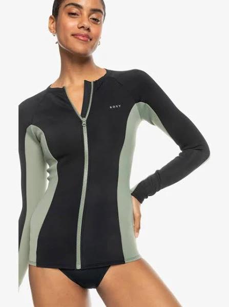 Roxy Pro Wave Long Sleeve Zipped Rash Vest Anthracite / M