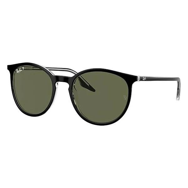 Rb2204 Black On Transparent Frame Green Lenses Polarized