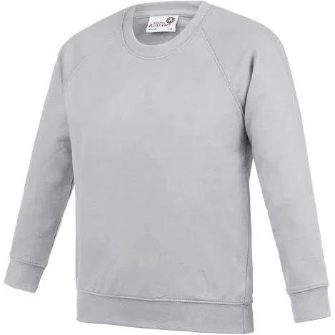 Awdis Academy Childrens/Kids Crew Neck Raglan School Sweatshirt (Pack of 2) Grey 7-8 Years