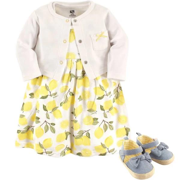 Hudson Baby Girls' Cotton Dress, Cardigan and Shoe Set