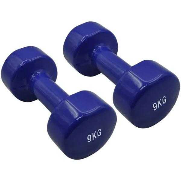 9kg x 2 Vinyl PVC Dumbbell Hand Weight - PVC Rubber Coated - Total 18kg